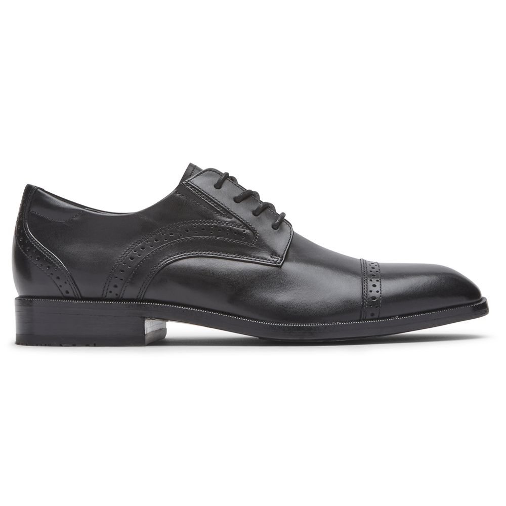 Sapatos Oxford Homem Rockport Total Motion Office Cap Toe Pretas,Portugal PKLMH-5691